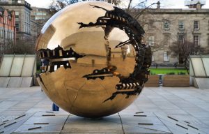round spherical sculpture bronze